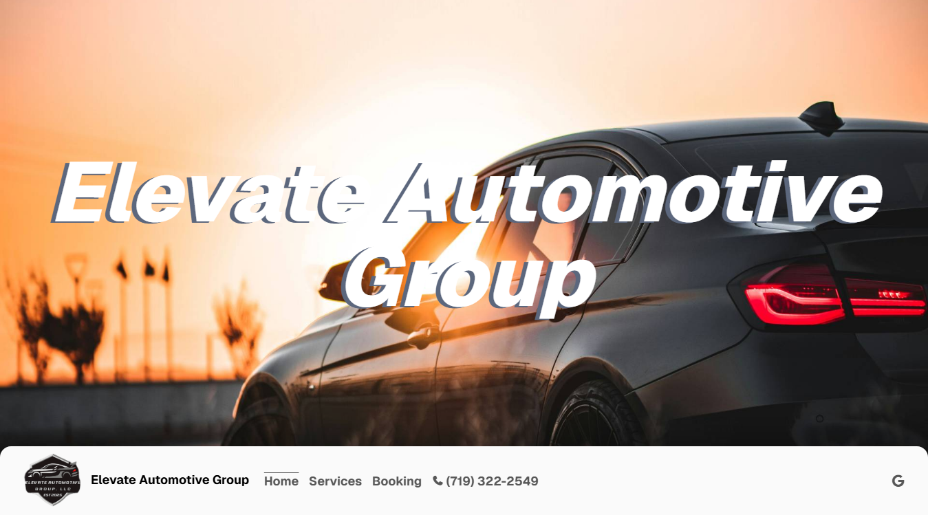 Website screenshot for Elevate Automotive Group, LLC