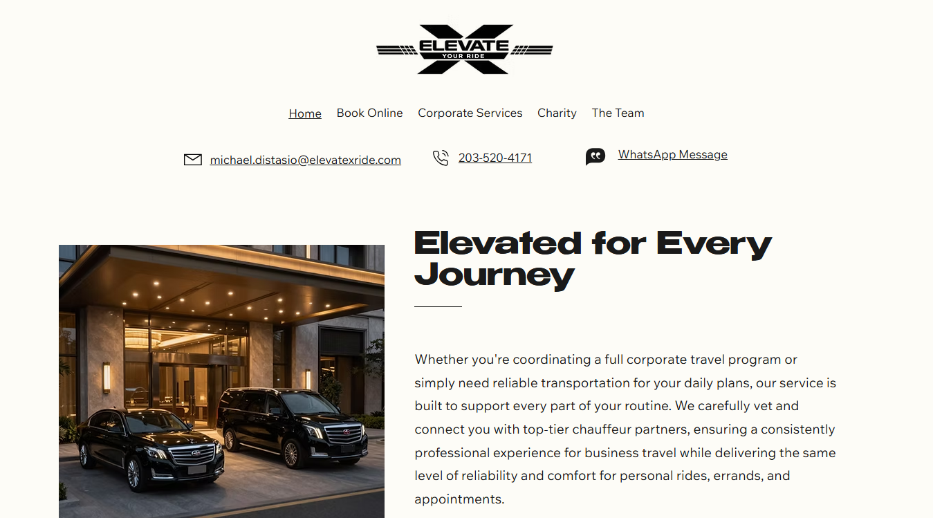 Screenshot of ElevateX Car Service