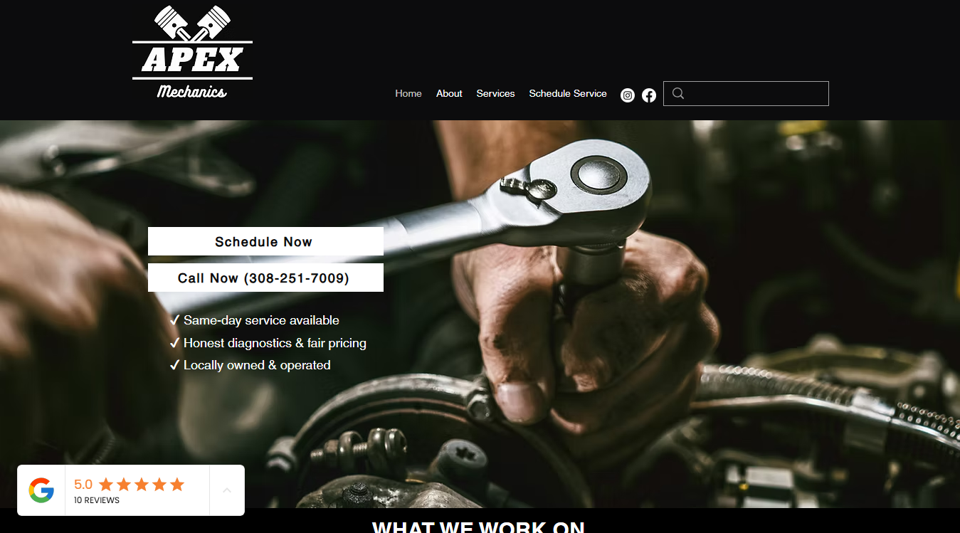Website screenshot for Elflacord auto services mobile mechanic & detailing