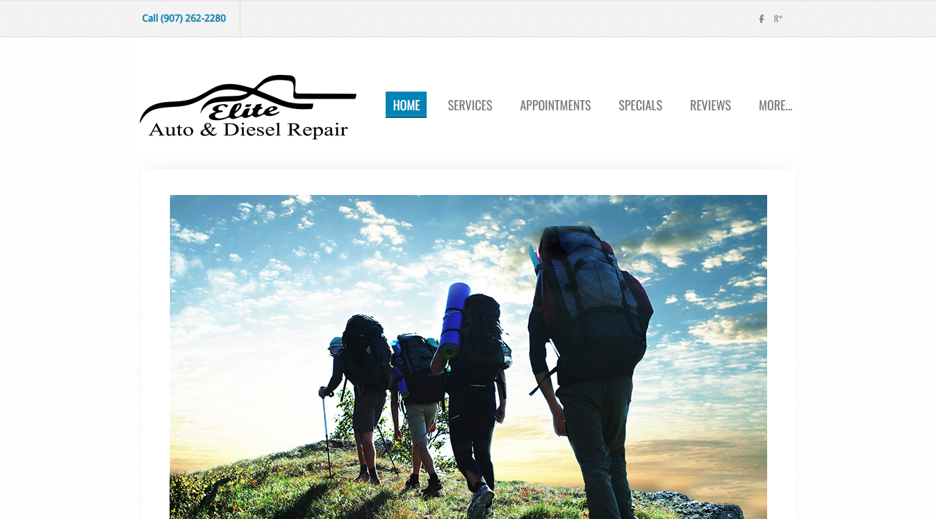 Website screenshot for Elite Auto & Diesel