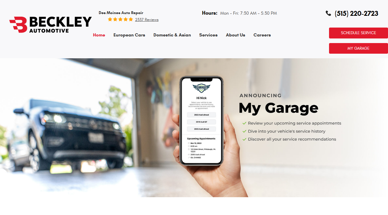 Website screenshot for Elite Auto