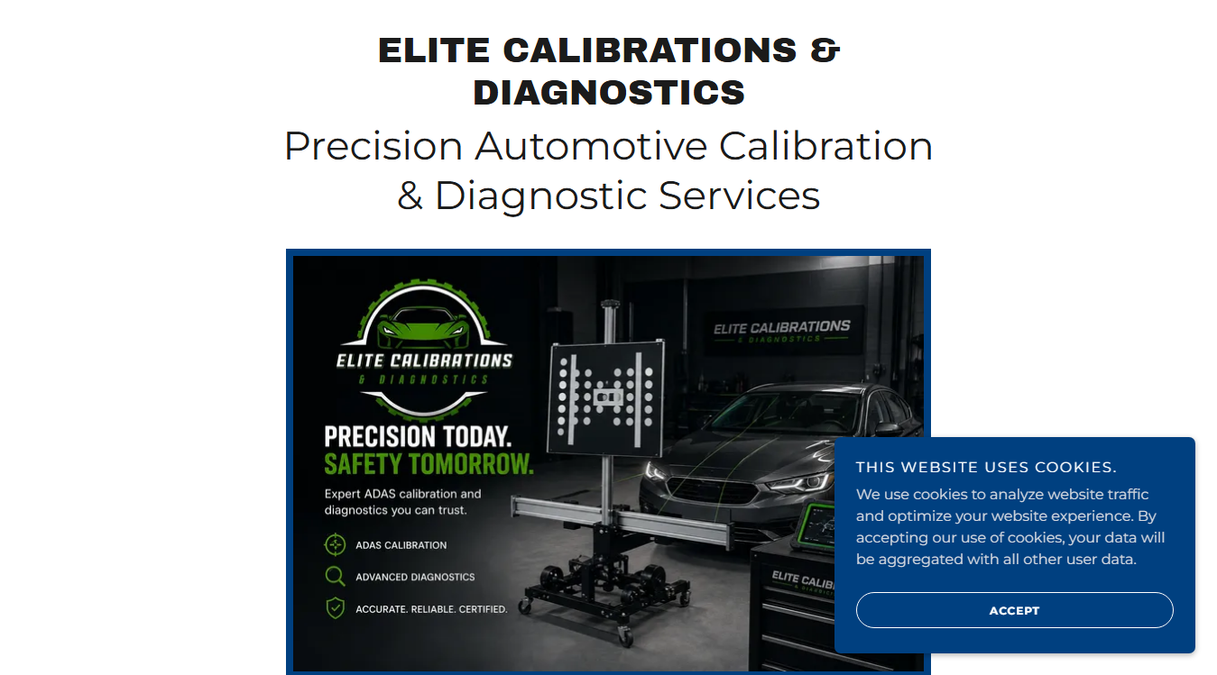 Website screenshot for Elite Calibrations & Diagnostics