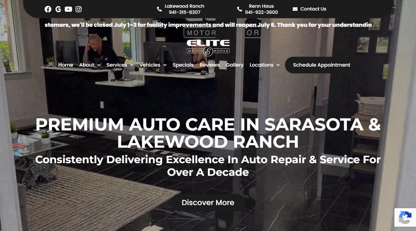 Screenshot of Elite Motor Works of Sarasota