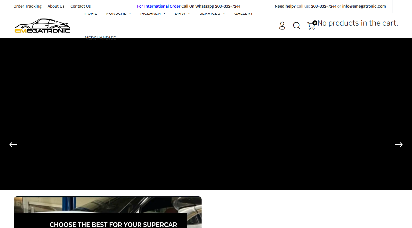 Screenshot of emegatronic llc | Porsche Specialist , Mclaren , BMW