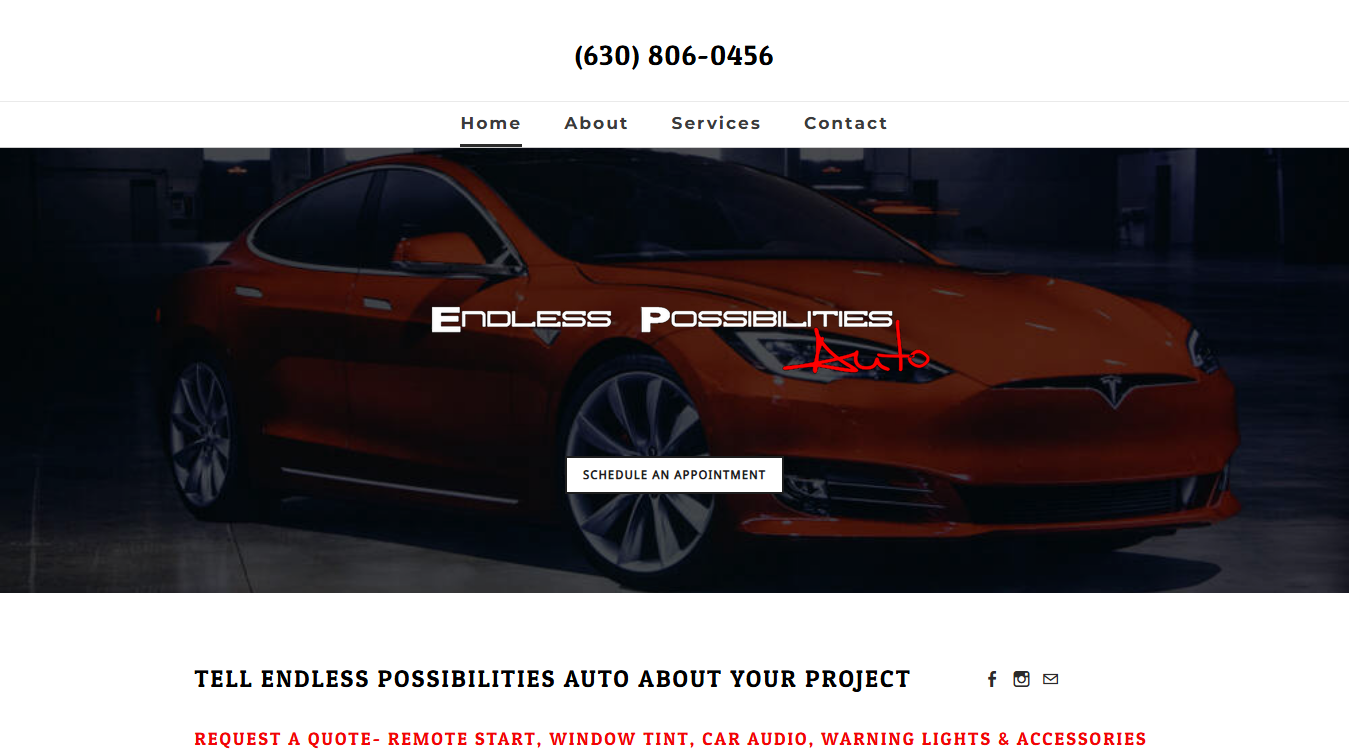Website screenshot for Endless Possibilities Auto