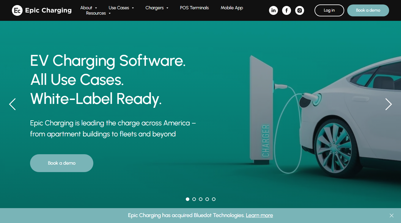 Website screenshot for Epic Charging Station