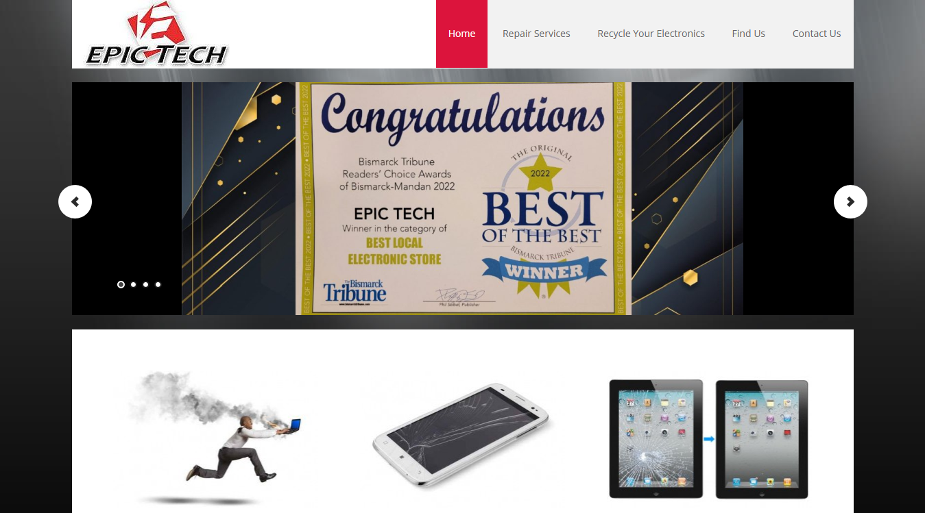 Website screenshot for Epic Technologies