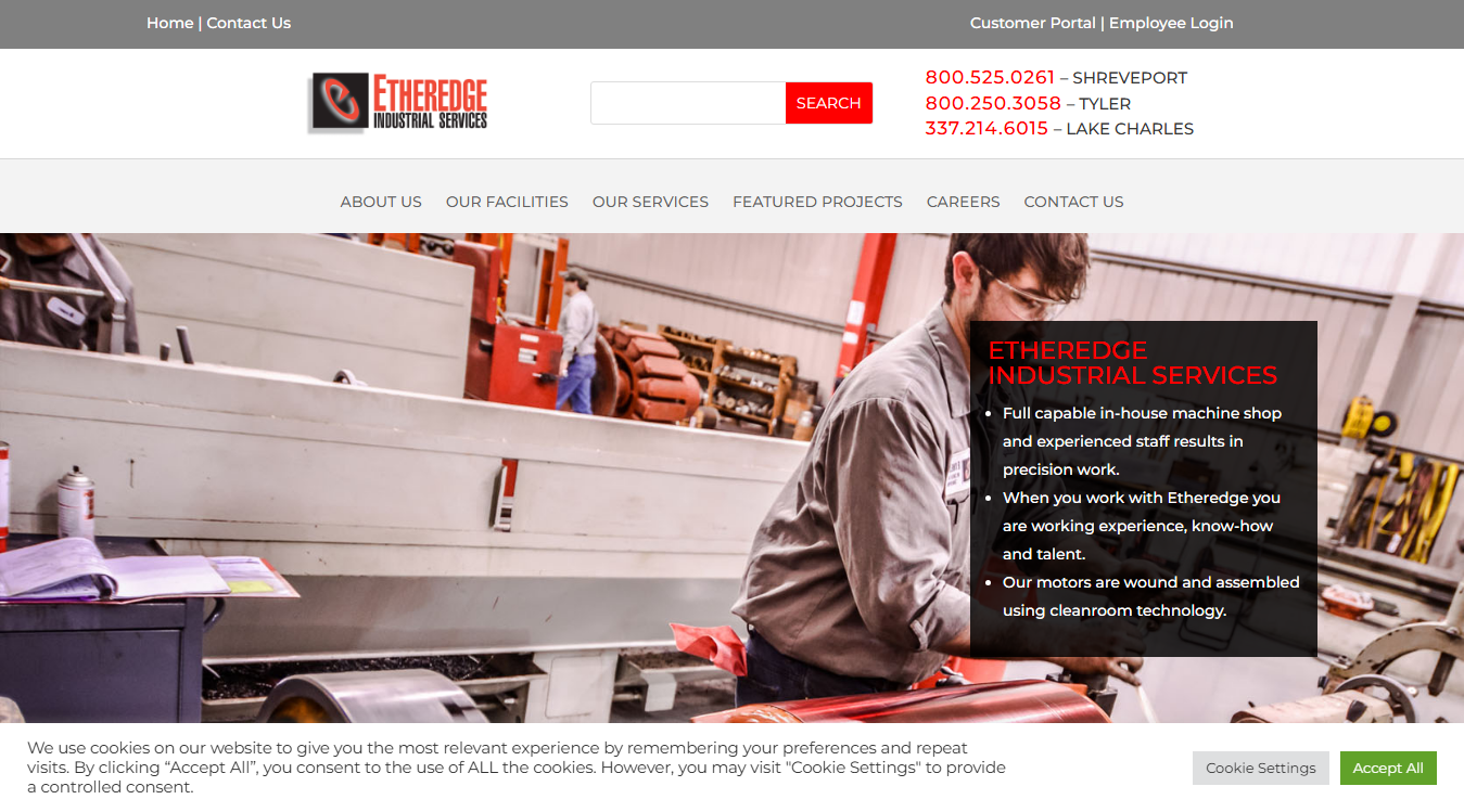 Screenshot of Etheredge Industrial Services
