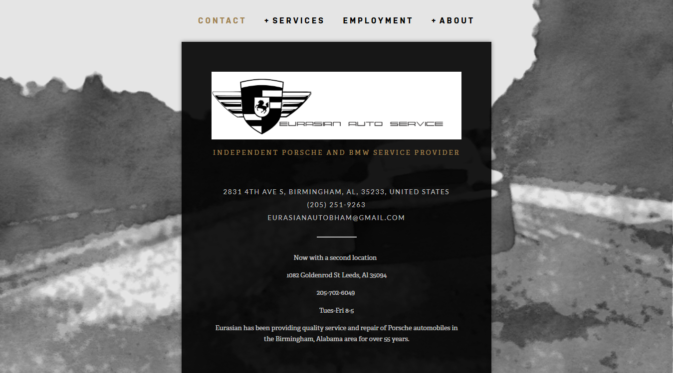 Website screenshot for Eurasian Auto Service
