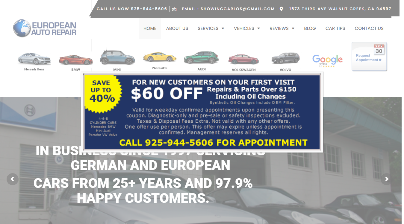 Screenshot of European Auto Repair, Inc.