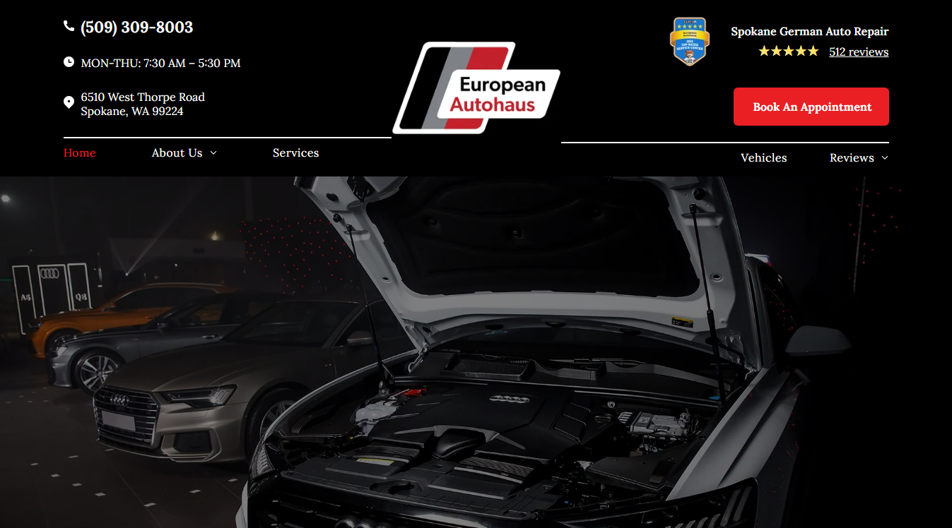 Website screenshot for European AutoHaus
