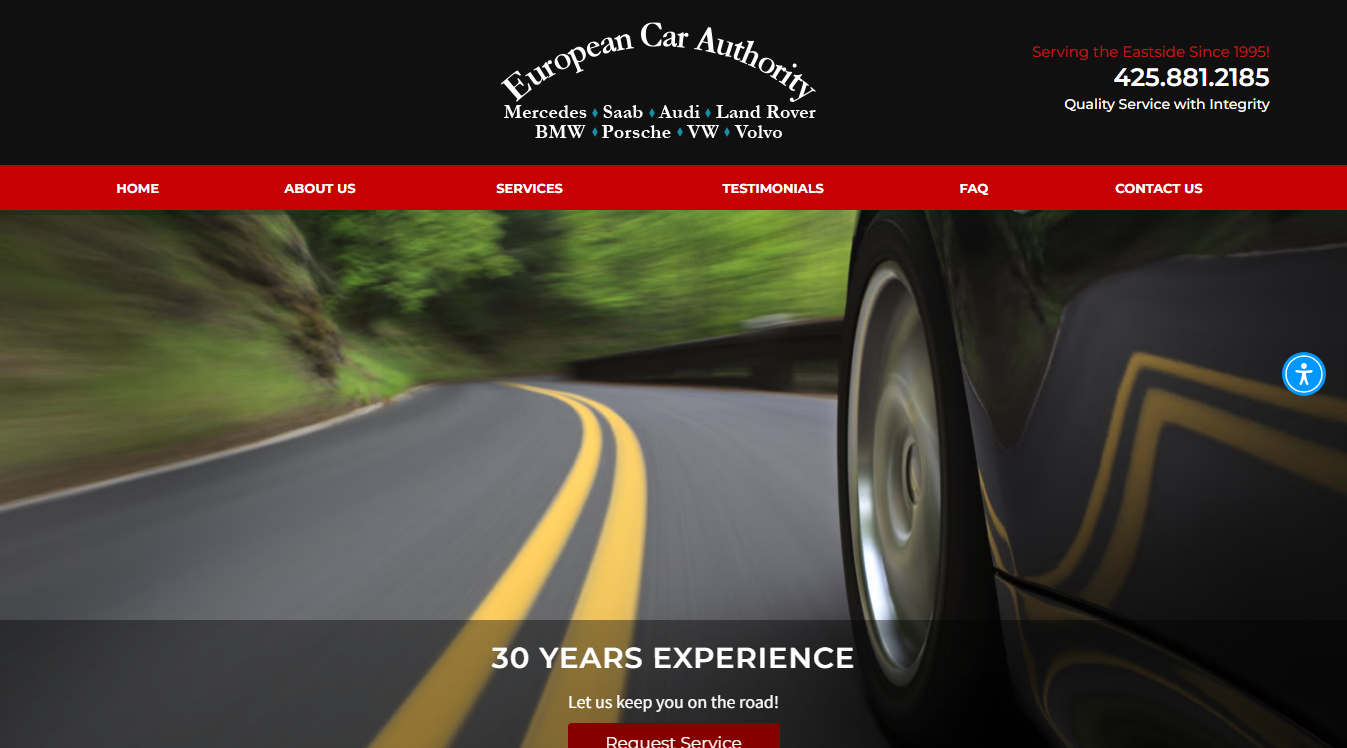 Website screenshot for European Car Authority, Inc.