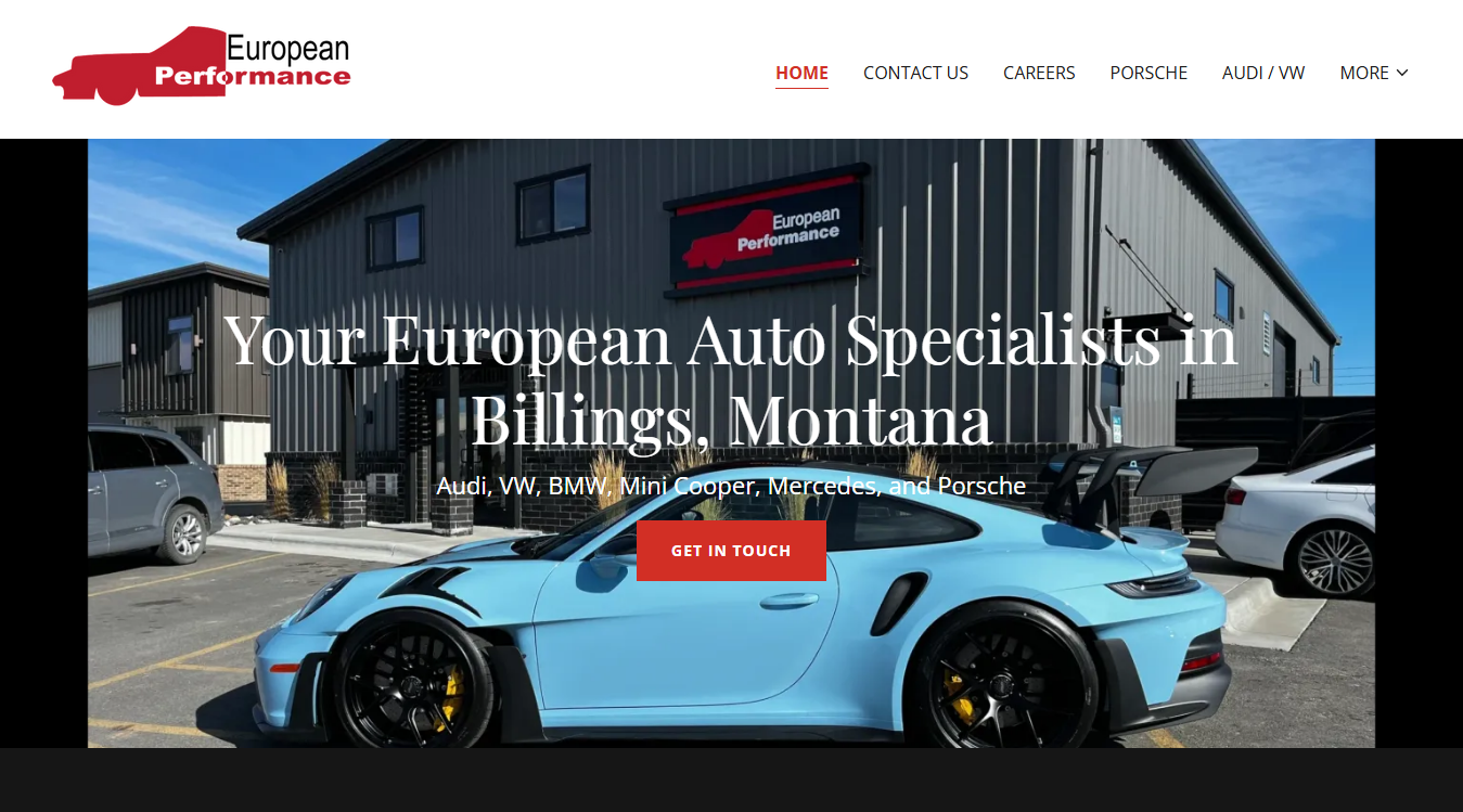Website screenshot for European Performance