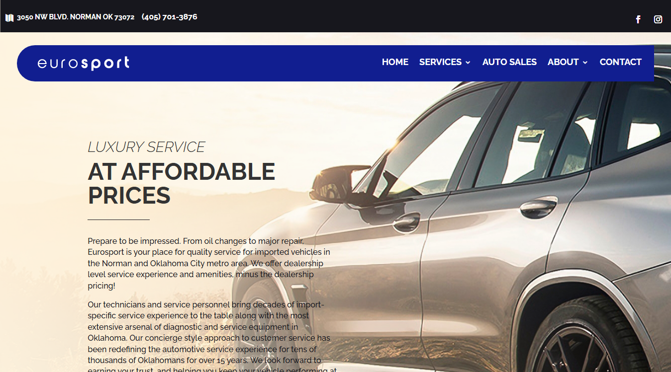 Website screenshot for Eurosport Motors LLC