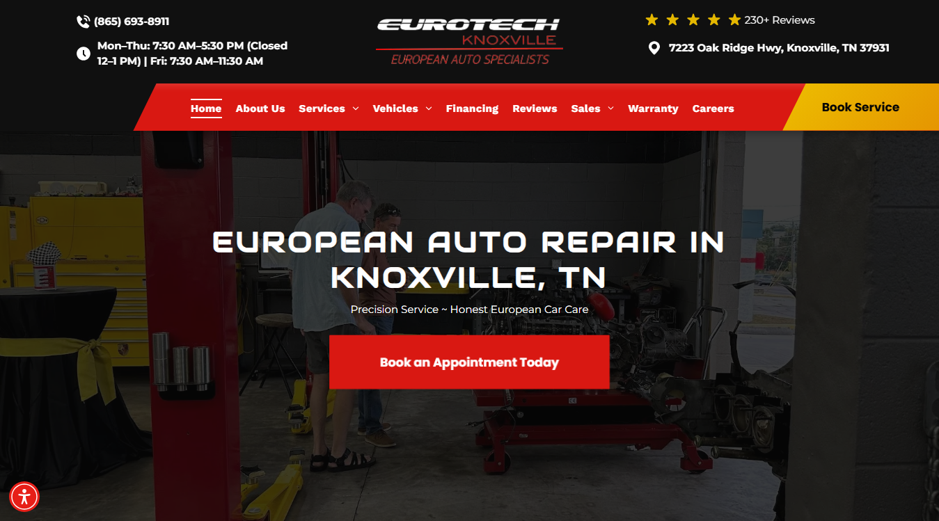 Website screenshot for Eurotech Knoxville