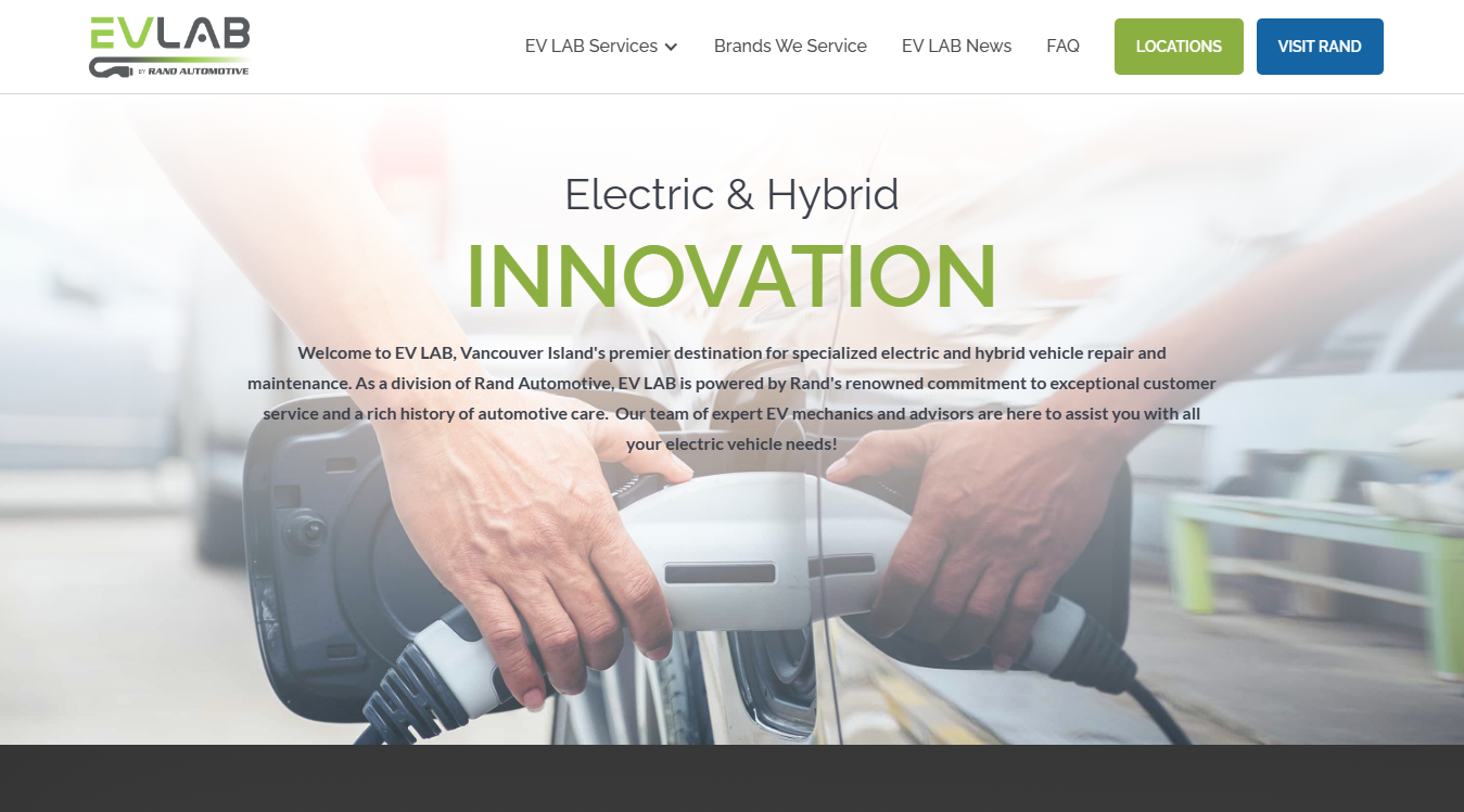 Website screenshot for EV LAB Victoria