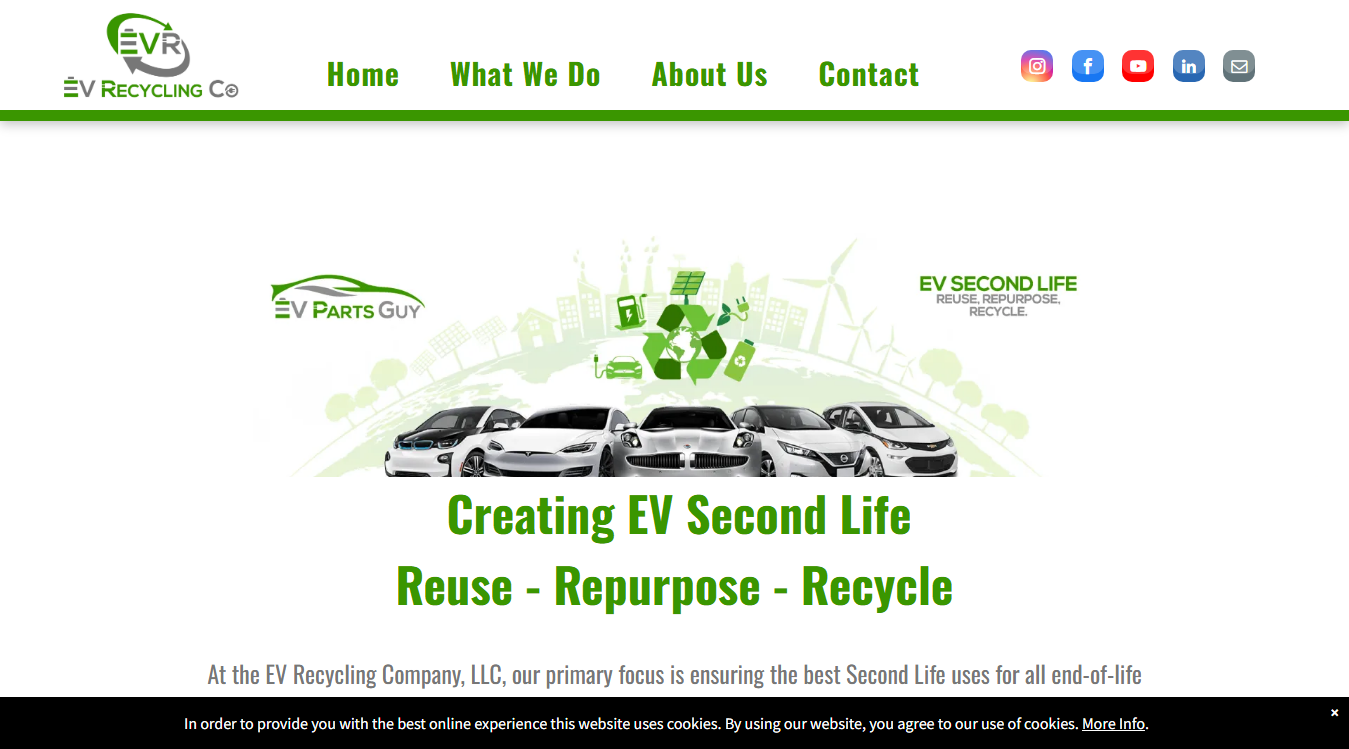 Screenshot of EV Recycling Company, LLC.