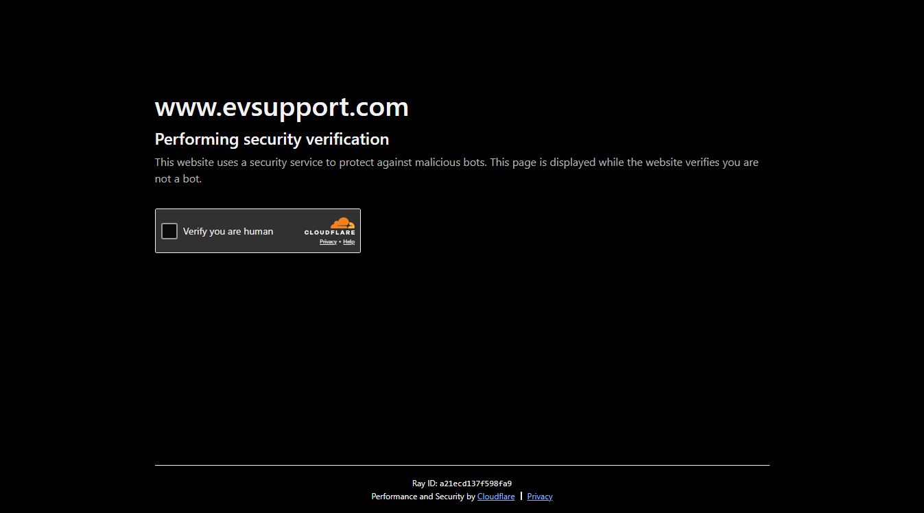 Website screenshot for EV Support