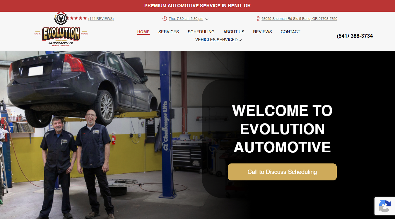 Screenshot of Evolution Automotive