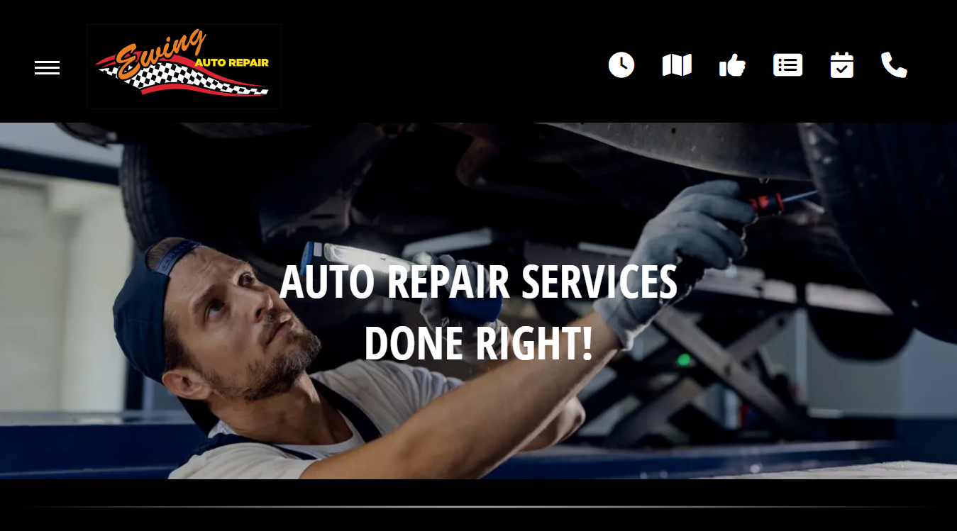 Website screenshot for Ewing Auto Repair
