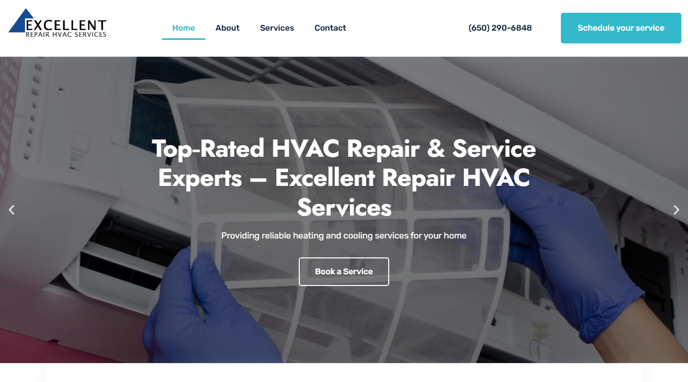 Website screenshot for Excellent Repair