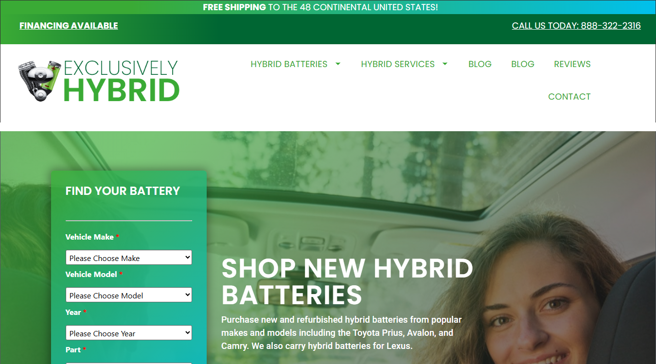 Website screenshot for Exclusively Hybrid WPB
