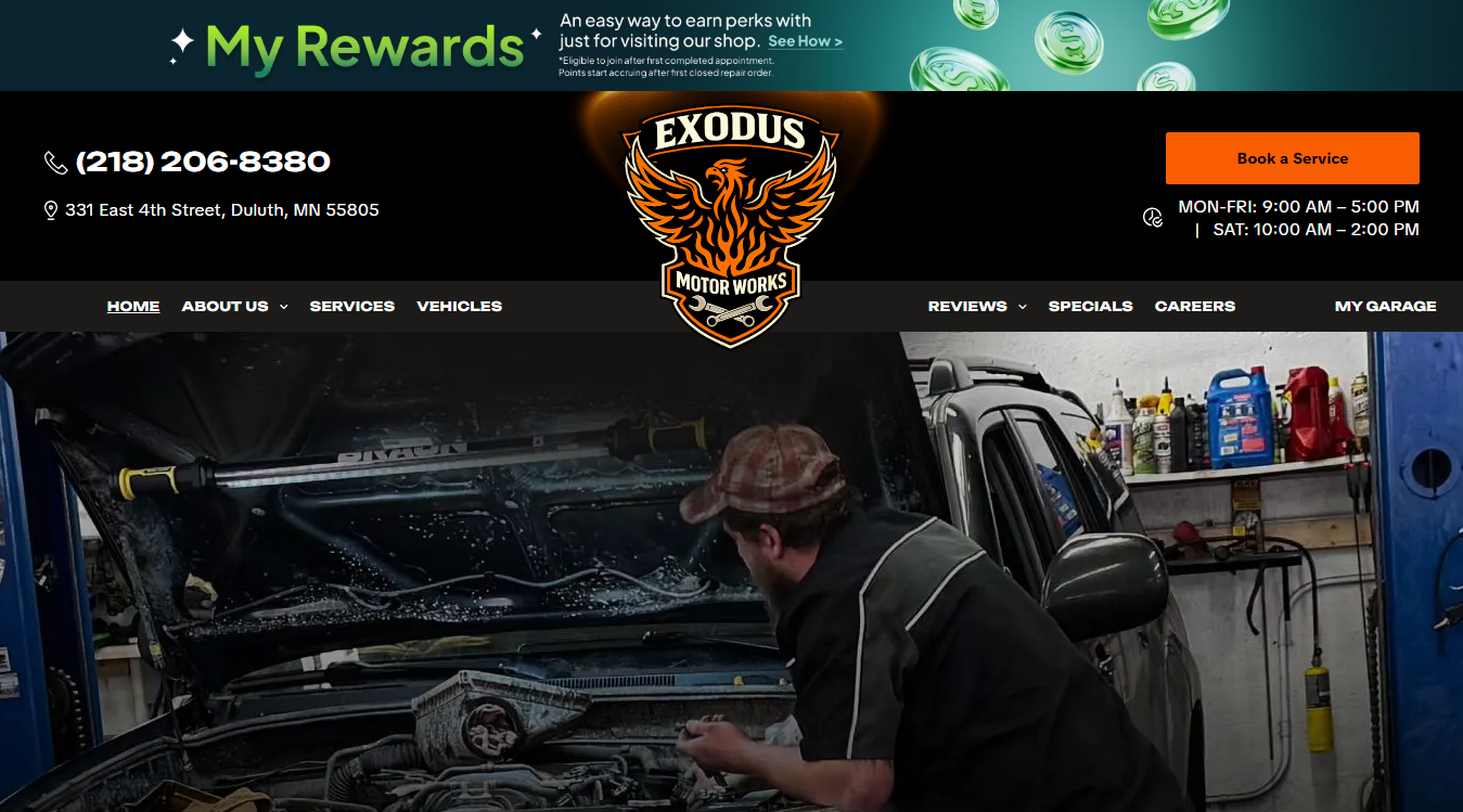 Screenshot of Exodus Motor Works LLC