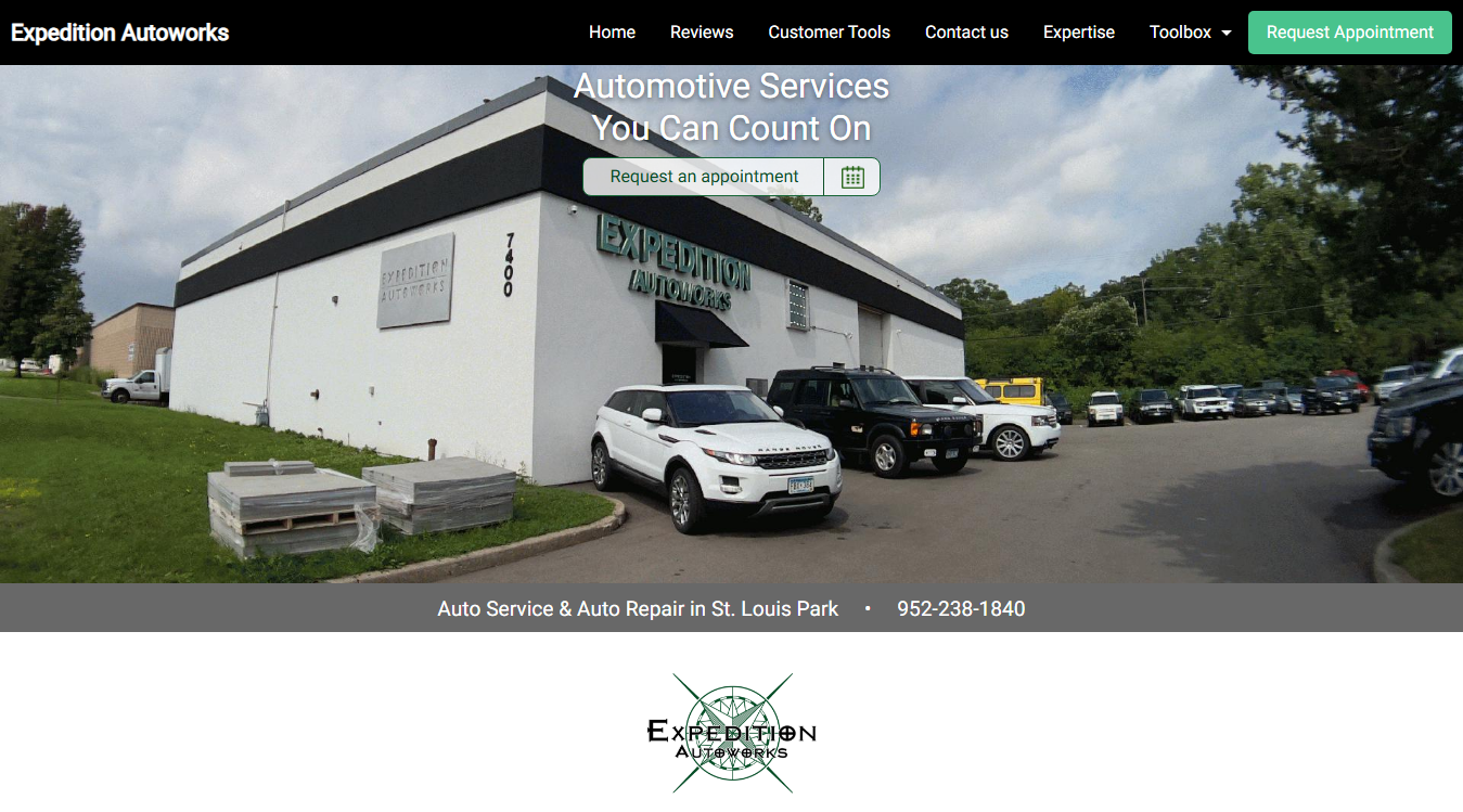 Website screenshot for Expedition Autoworks