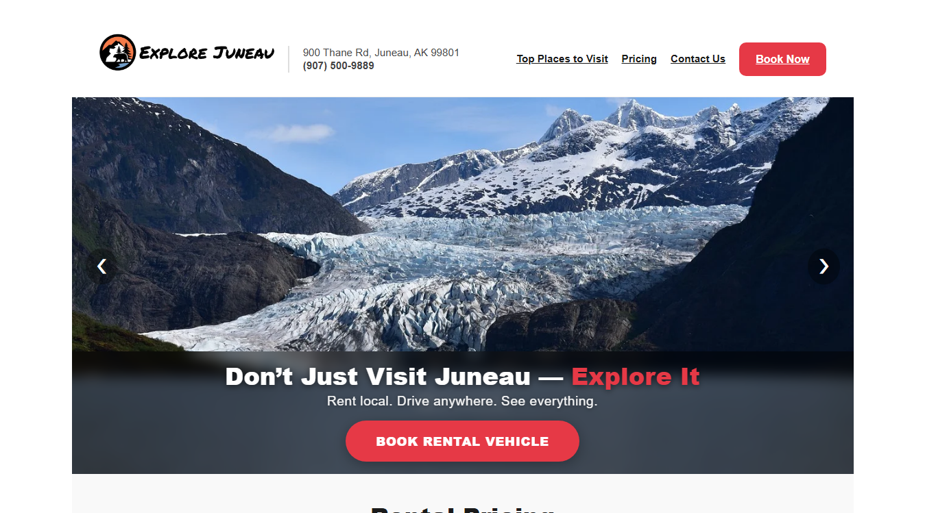 Website screenshot for Explore Juneau