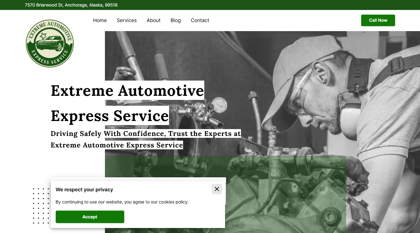 Website screenshot for Extreme Automotive Express Service