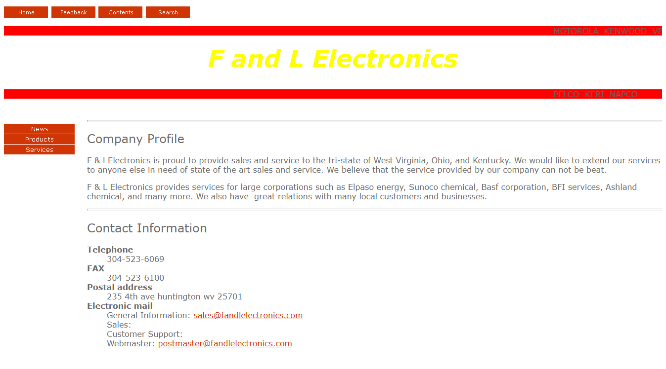 Website screenshot for F & L Electronics
