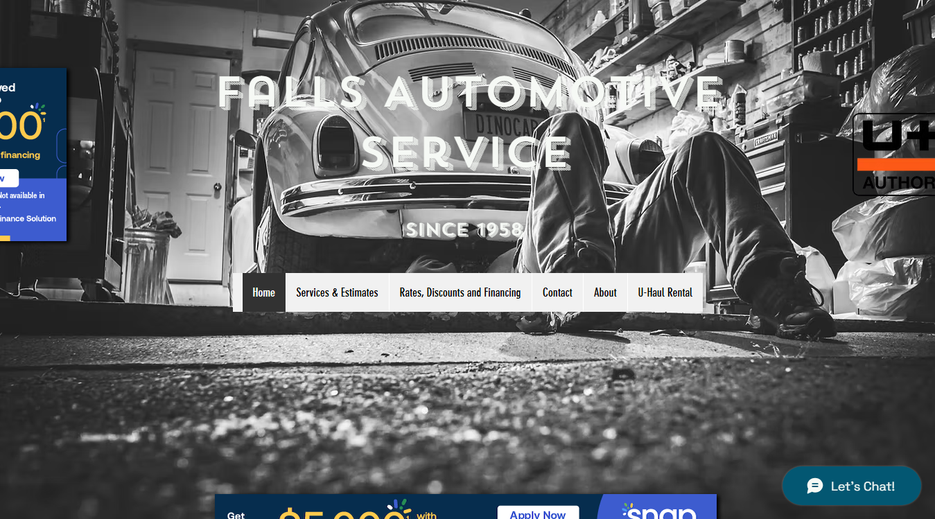 Website screenshot for Falls Automotive