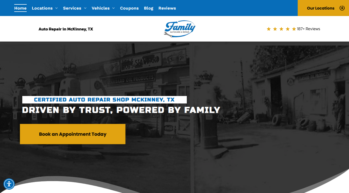 Website screenshot for Family Autocare - Hwy 5 Mckinney
