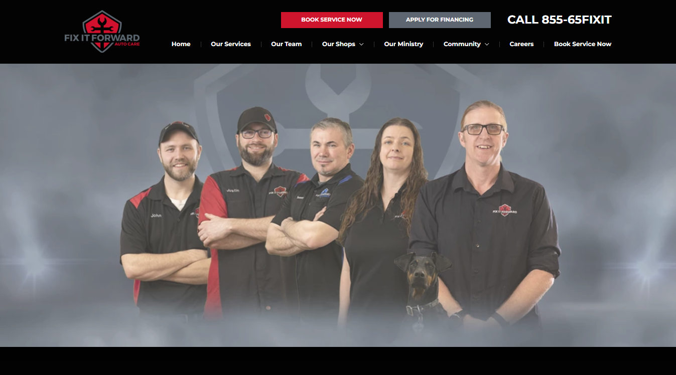 Website screenshot for Fix It Forward Auto Care - North University Drive Fargo