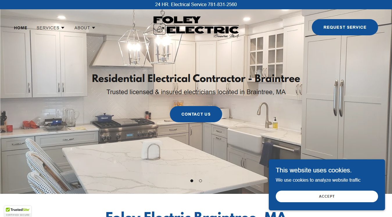 Website screenshot for Foley Electric