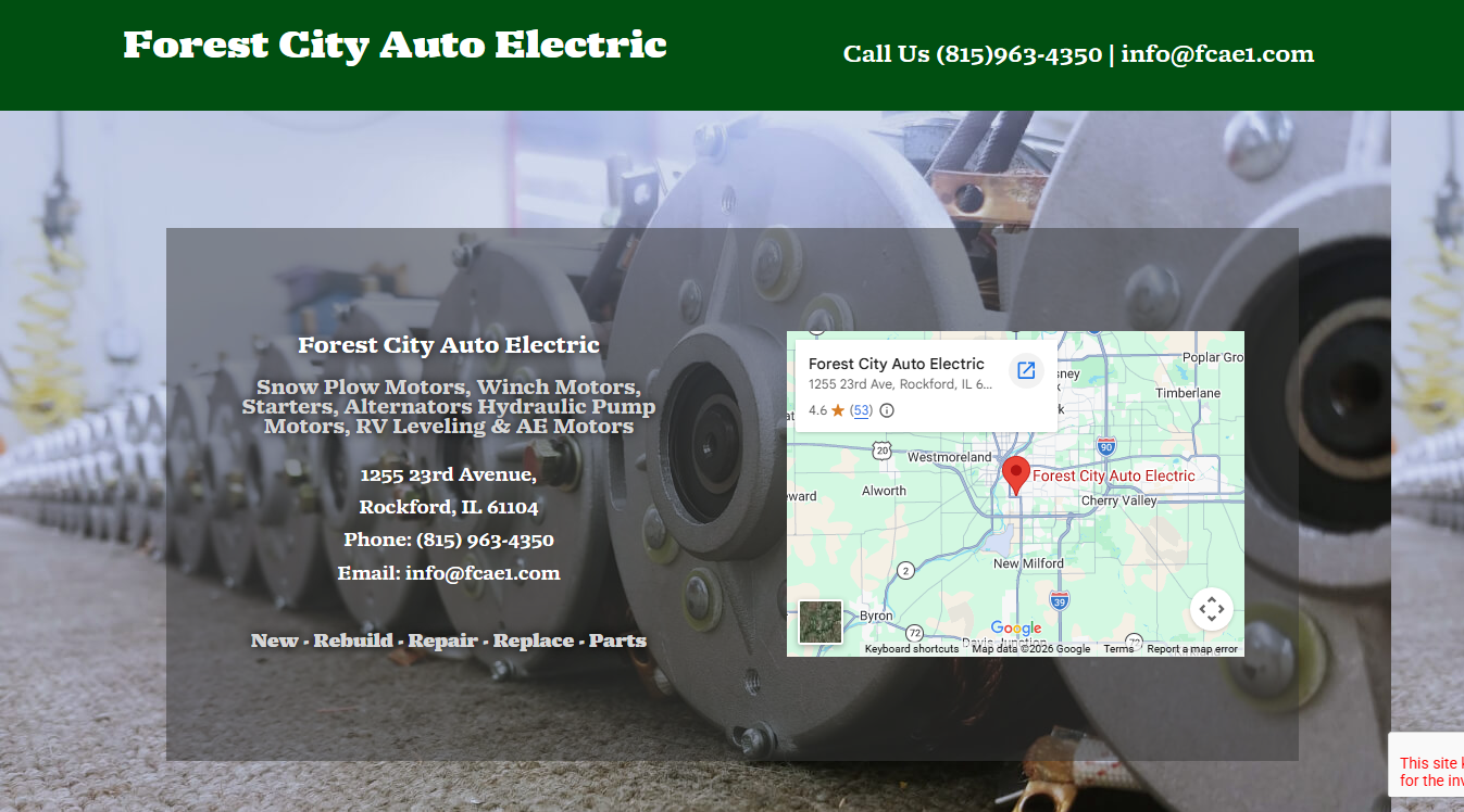 Website screenshot for Forest City Auto Electric