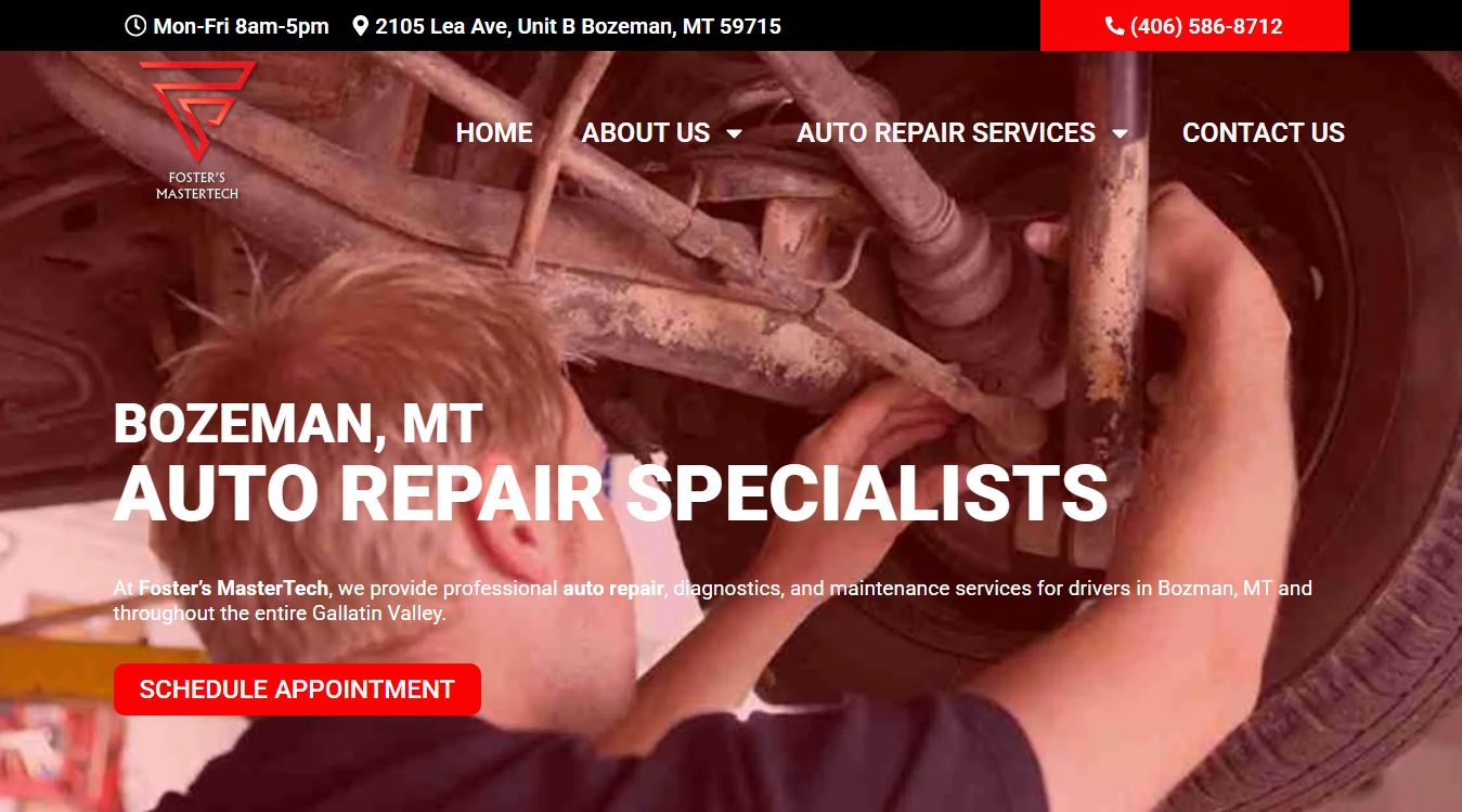 Website screenshot for Foster's MasterTech