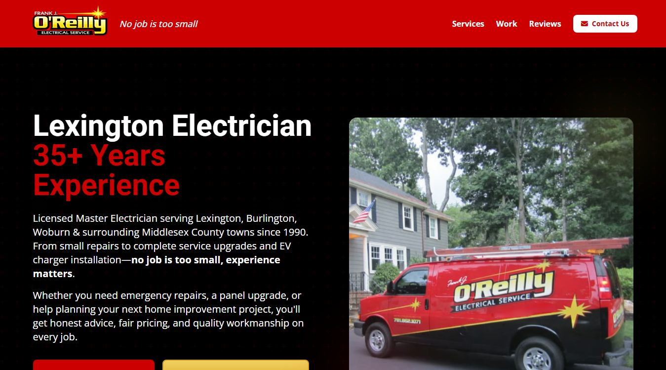Screenshot of Frank J O'Reilly Electrical Services
