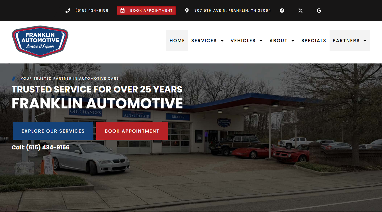Screenshot of Franklin Automotive Service and Repair