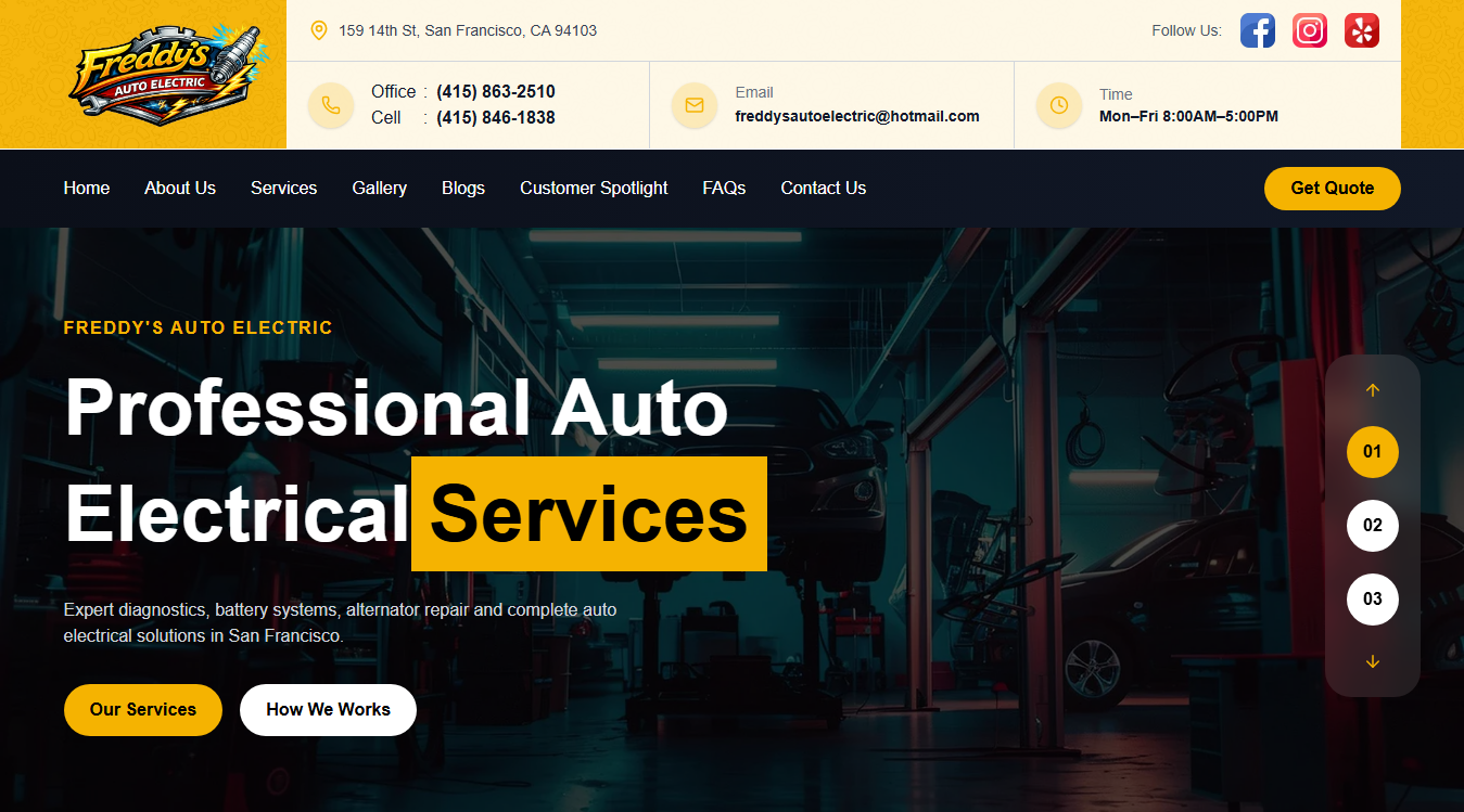 Screenshot of FREDDY'S AUTO ELECTRIC