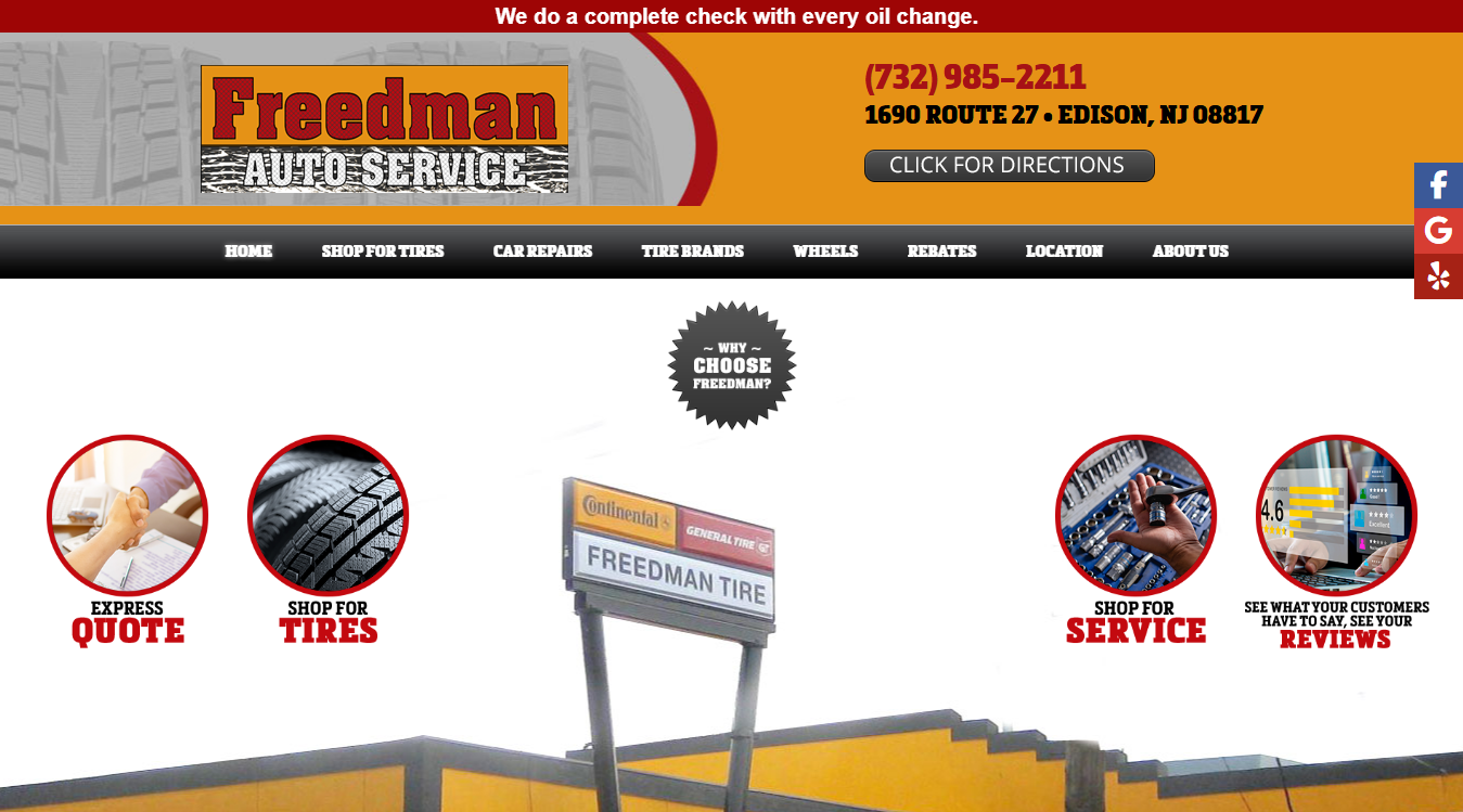 Website screenshot for Freedman Auto Service