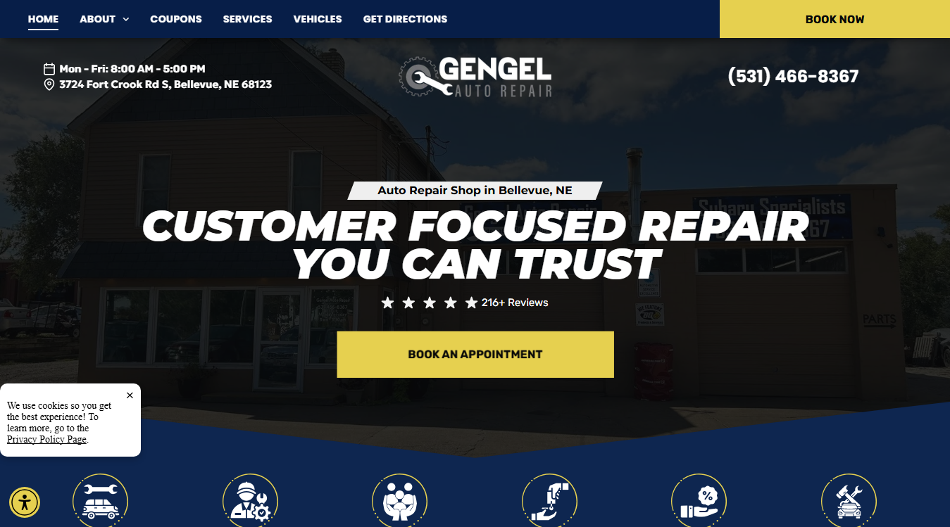Screenshot of Gengel Auto Repair