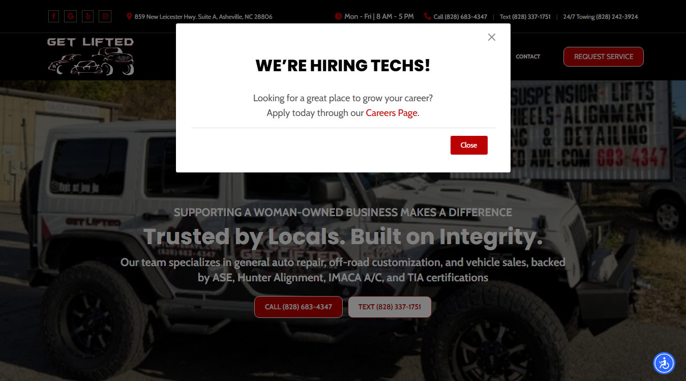 Screenshot of Get Lifted Auto Sales & Repair LLC