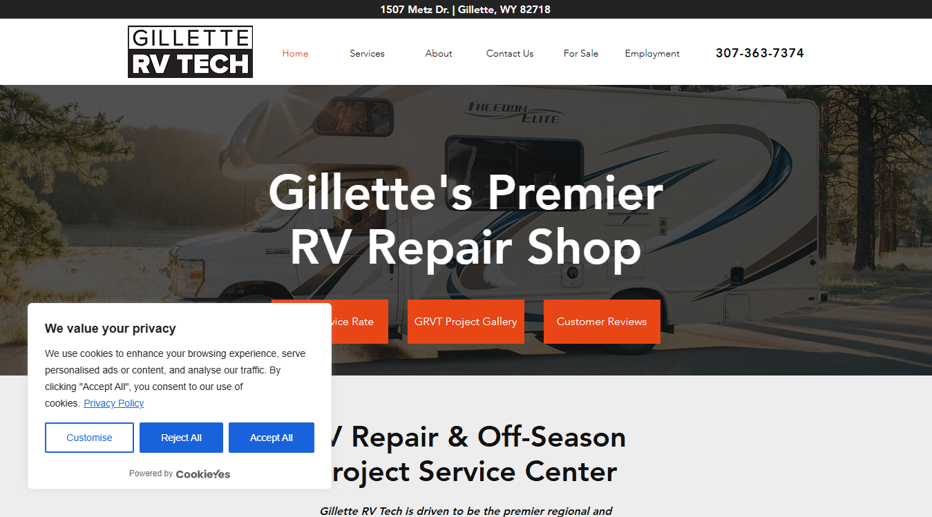 Screenshot of Gillette RV Tech
