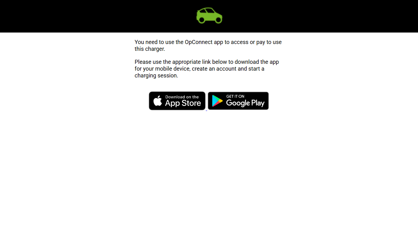 Website screenshot for GOEV Charging Station