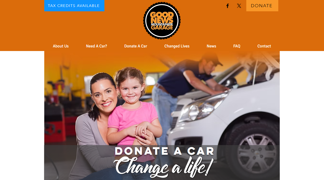 Website screenshot for Good News Mountaineer Garage