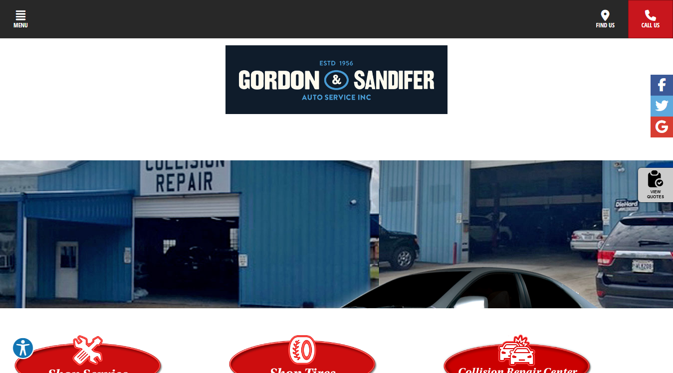 Website screenshot for Gordon & Sandifer Auto Service