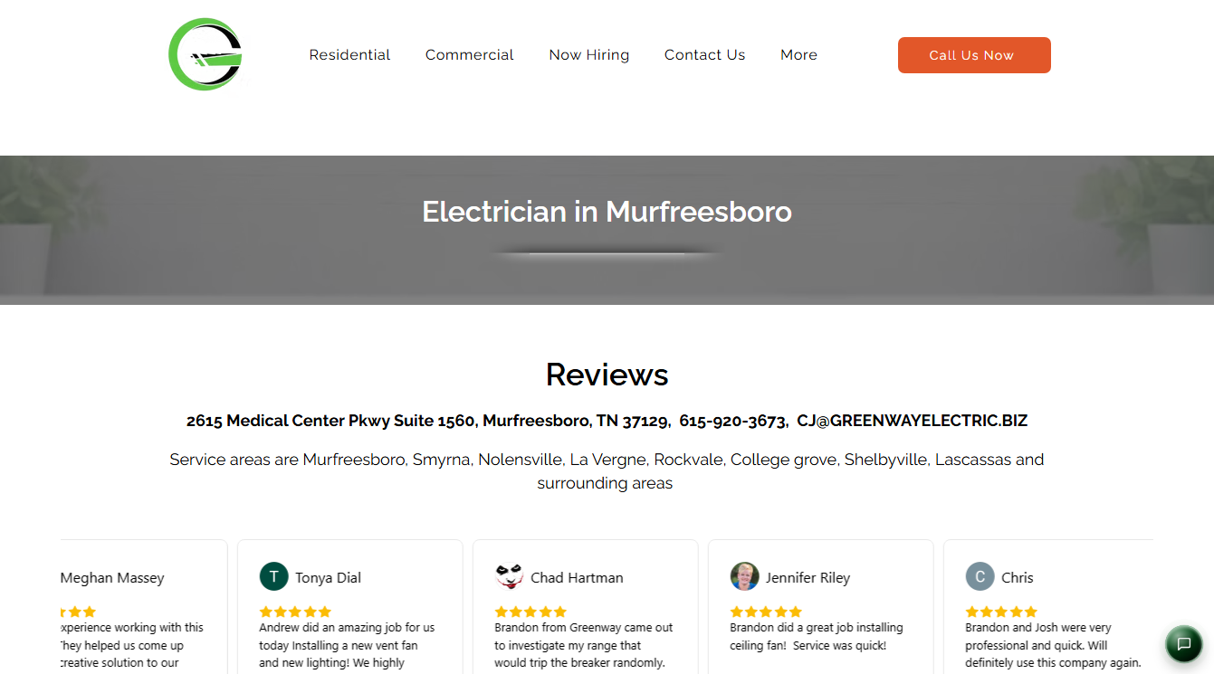 Screenshot of Greenway Electric of Murfreesboro