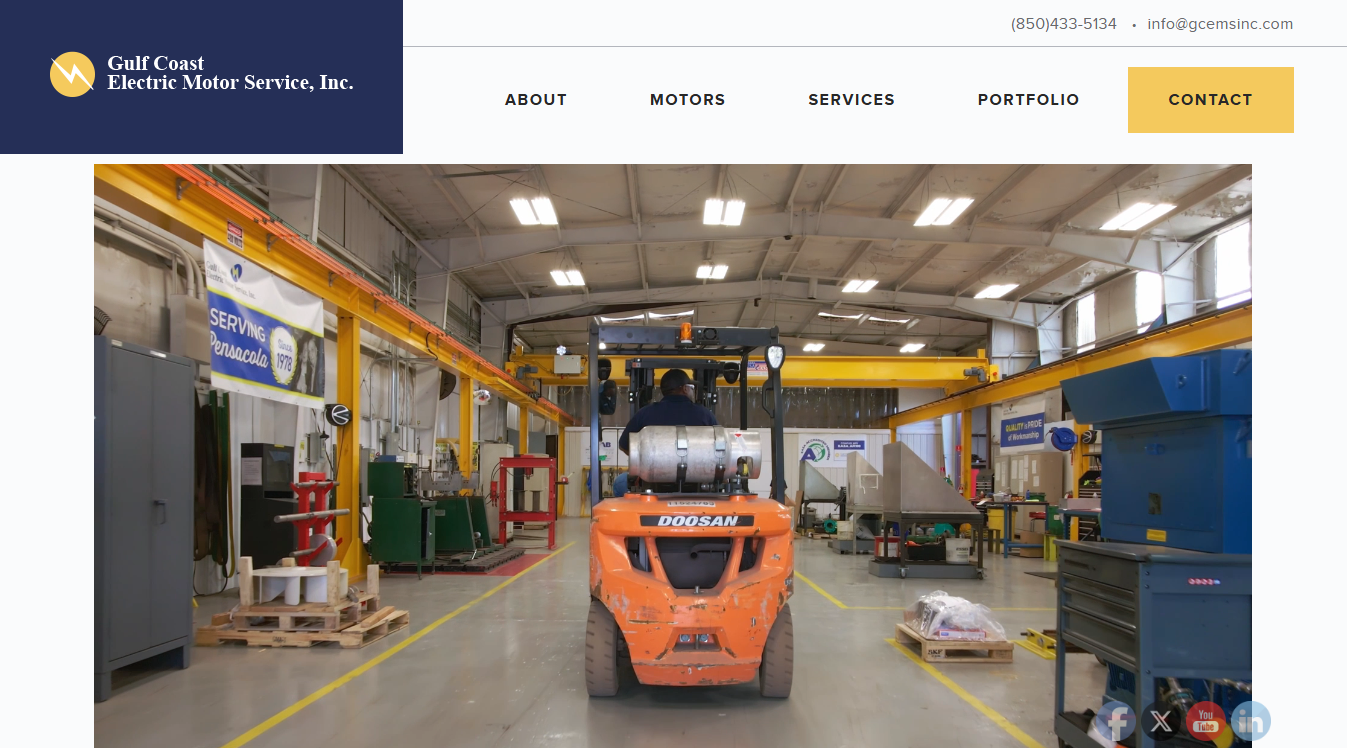 Website screenshot for Gulf Coast Electric Motor Service, Inc.