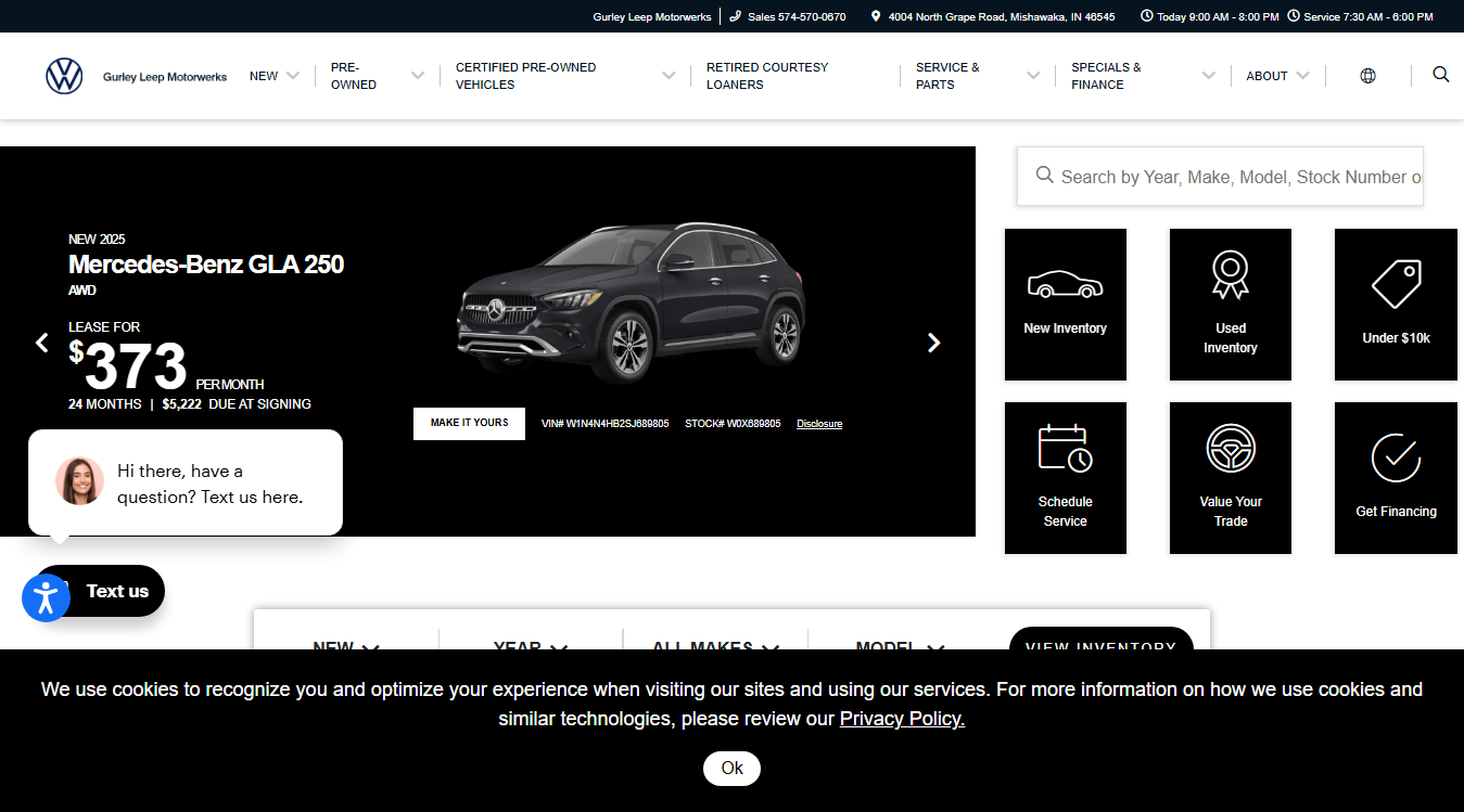 Website screenshot for Gurley Leep Motorwerks